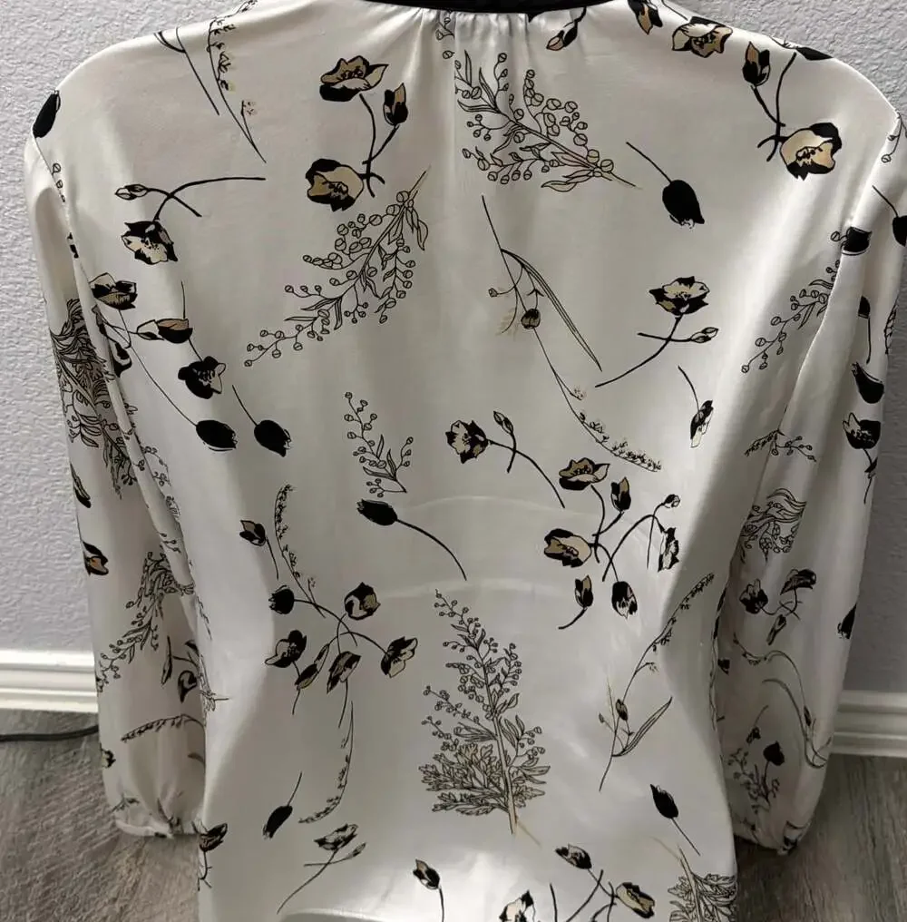 Size 2 - White House Black Market Women’s Silk Blend Organza Long Sleeve Blouse
